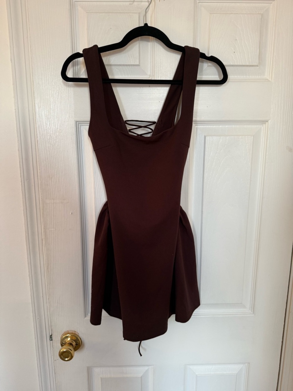 White Fox brown dress with lace up back. Size S #festival